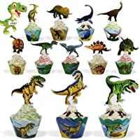 Decoración para Cupcakes de Dinosaurio-24 piezas Dinosaurio Cupcake Topper y 24 piezas Cupcake Wrappers Dinosaur，para…